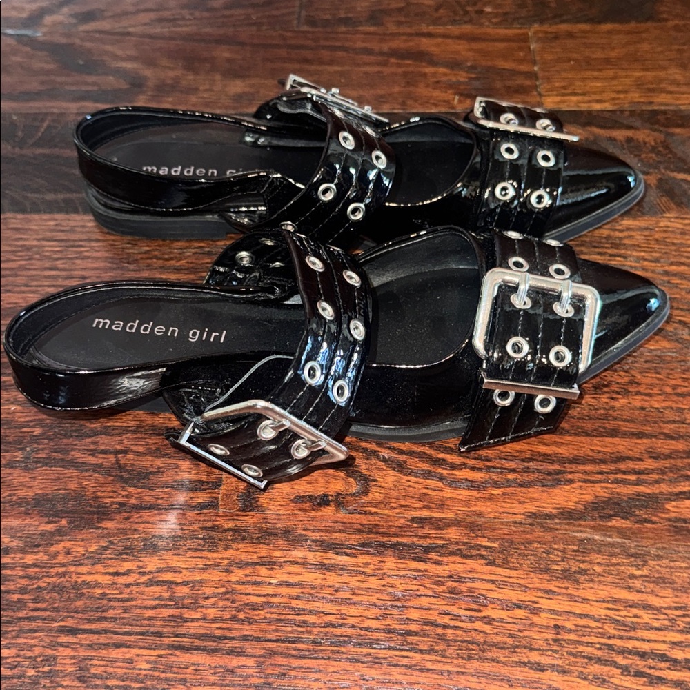Madden Girl Black Patent Buckle Flats - Picture 4 of 4